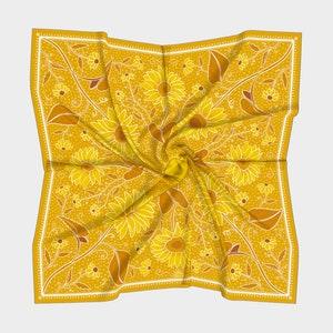Silk Scarf - Sunflowers and Sunshine in Gold