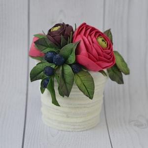 Pink ranunculus ,Fridge Flower magnet,Flower arrangement,flower centerpiece,handmade flower magnet,fake flowers,custom gift for friend