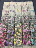 5Yards Embroidery Fabric Mesh Lace Fabric Peony Embroidery Floral Mesh Diy