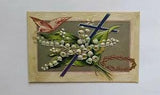 Antique Postcard from 1910's "Eastertide Joys" with lily of the valley, cross