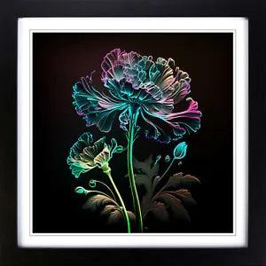 Carnation Flower Neon Art Framed Wall Art Poster Print Home Decor Picture Large
