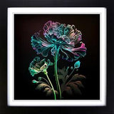 Carnation Flower Neon Art Framed Wall Art Poster Print Home Decor Picture Large