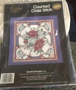 Oriental Peonies Counted Cross Stitch Kit Golden Bee 60451 Pink Floral
