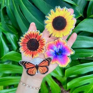 Sunflower Phone Grip, Realistic Floral Phone Stand, Sunflower - Rose - Garden Plant Lover, iPhone Accessories, RETRACTABLE ARM BASE