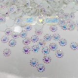 200/1000PCS  4/ 5/ 6mm AB White Round Sunflower Crystal Halo Flatback Rhinestone BlingGems Resin Acrylic Flatback Deco Nail Art Craft