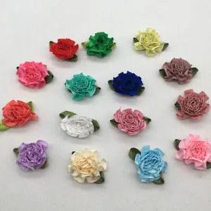 Appliques Decoration 50/100pcs Ribbon Flower 3CM Craft Carnation Wedding Satin