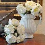 Real Touch Flower Bouquet, White Peony Bouquet, PU Latex Peonies Flowers Natural Touch Bridal Bridesmaids Bouquet Table Centerpieces JYSH-10