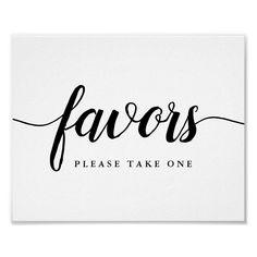 Black & White Calligraphy Wedding Favor Sign Flower Delivery