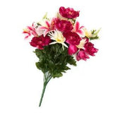 Pink Poly Silk Lily, Peony and Gerbera Daisy Mixed Floral Bush