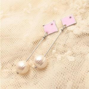 Romantic wedding earrings romantic pearls, minimal pink earrings, pastel pink spring earrings, chic OOAK elegant earrings, petal