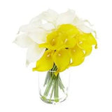 20 Pcs Lily Flowers Artificial in Vase with Faux Water, Real White Yellow