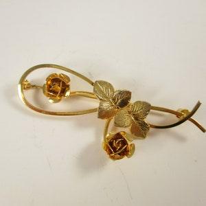 Vintage Ecco Rolled Gold Rose Brooch, Delicate Loop Flower Pin Jewelry