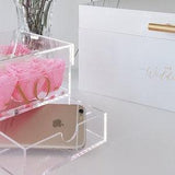 Acrylic rose box with drawer African pink preserved eternity rose lasts 3 years