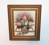 VTG Pressed Dried Flower Floral Framed Art Gold Wood Frame Lolarose 11.5" x 13.5