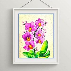 Orchid flower watercolor miniature original painting / Botanical, Watercolor flowers, Watercolor painting