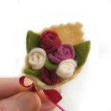 Flower Brooch, Plum Rose Bouquet Brooch, Dusty Pink Felt Brooch, Plum Pink and Cream Flower Pin, Wedding Favor, Gifts under 10, Small Gifts