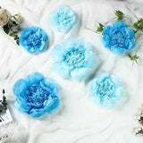 6 pack 7" 9" 11" Periwinkle and Turquoise Tissue Paper Peony Flowers Backdrop