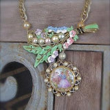 SALE Milady's Bouquet: Cameo Necklace Flower Choker Boho Bride Garden Wedding Shabby Chic Romantic Floral Pastel Vintage Assemblage OOAK