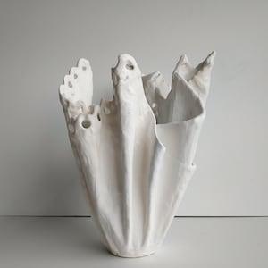 Handmade orchid planter. Tall white textured vase. Very large modern white vase.