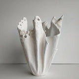 Handmade orchid planter. Tall white textured vase. Very large modern white vase.