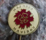 1979 Czechoslovakia Mayday Socialist Spring Havirov Carnation Flower Pin Badge