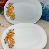 JAJ Pyrex Steak Plates Platters Pyrex England Sunflower 1978 - 1980 ,Rare Hard To Find, Very Good Vintage Condition, Bright Retro Pattern,