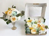 Chrysanthemum Artificial Flowers Box Set Yellow Peony Rose for White & Green