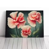 Pleasing Carnation Flowers Canvas Print Wall Art Framed Picture Home Decor Large