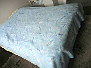 Vintage Blanket  UNUSED 72 x 88 Hand Screen Printed  lily of the valley flowers