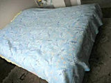 Vintage Blanket  UNUSED 72 x 88 Hand Screen Printed  lily of the valley flowers