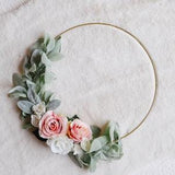 Gold Floral Hoop | Lambs Ear Wreath | Flower Wall Hanging | Rose Wreath | Baby Girl Wreath | Nursery Hoop Wreath | Bridal Bouquet