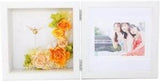 HAPPYSMILE Preserved Flower Photo Clock Arvo Natural White x Orange New