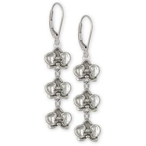 Orchid Jewelry Sterling Silver Orchid Earrings Handmade Flower Jewelry OR3-3E
