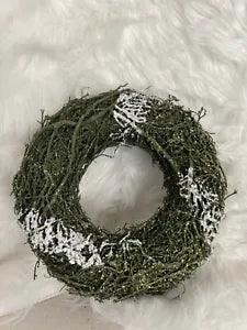 Green Rattan Glittery Snowy Wreath Holiday Decor New Floral Natural Twig 10???