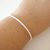 White minimalist beaded bracelet, seed bead bracelet, flower girl bracelet,simple bracelet, friendship bracelet, one strand bracelet,gift