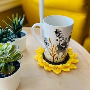 Sunflower crochet cup coasters