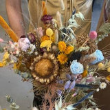 Giant Artichoke & Preserved Roses Boho Bridal Wild Bouquet / Dried Eucalyptus Bouquet / Spring Bouquet / Summer Bouquet