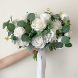 Ivory & greenery bouquet,Wedding bouquet,bridesmaids bouquets ,spring wedding bouquet,  peony Eucalyptus Ivory  bouquet,cake topper