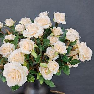 Mini roses Artificial Silk Rose bouquet Rose bush Shrub roses Vase flowers Beige Home decor by Milda Smilga