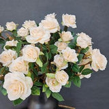 Mini roses Artificial Silk Rose bouquet Rose bush Shrub roses Vase flowers Beige Home decor by Milda Smilga