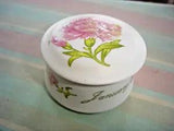 Vintage LEFTON Flower of Month January 02260 Pink Carnation Trinket Box-Sticker