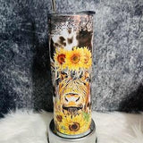 Highland Cow Tumbler, Highland Tumbler, Custom Tumbler, 20oz Straight Tumbler, Cow Tumbler, Highland Cow tumbler, Sunflower Tumbler