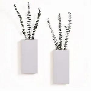 2 Pack Wood Wall Planter for Indoor Plants and Dried Flower, Wall White