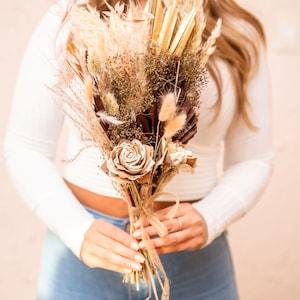 Dried Natural Minar Rose and Pampas Floral Bouquet/25"/Palm Spades/Reed/Dried Pampas/Pampas Bouquet Decor/Boho Pampas/Bouquet/Bunny Tails