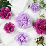 6 pack 7" 9" 11" Lavender and Eggplant Tissue Paper Peony Flowers Party Backdrop