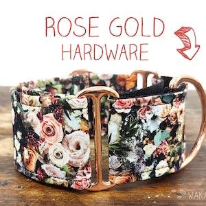 Martingale dog collar model Rose Bouquet. Adjustable and handmade with 100% cotton fabric. Vintage floral design Wakakan