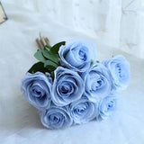 Ice Blue Silk Flower Bouquet, Light Blue Rose Bouquet, Artificial Wedding Flowers for Floral Arrangement, Bridal Bouquet DIY SZ20-12