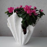 Large white orchid pot. Tall handmade white planter. Scandinavian abstract vase.