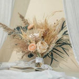 Boho dream neutral pampas bouquet & real preserved eucalyptus palm wedding bouquet