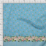 Soimoi Cotton Poplin Fabric Dot & Ranunculus Panel Fabric Prints-B4C